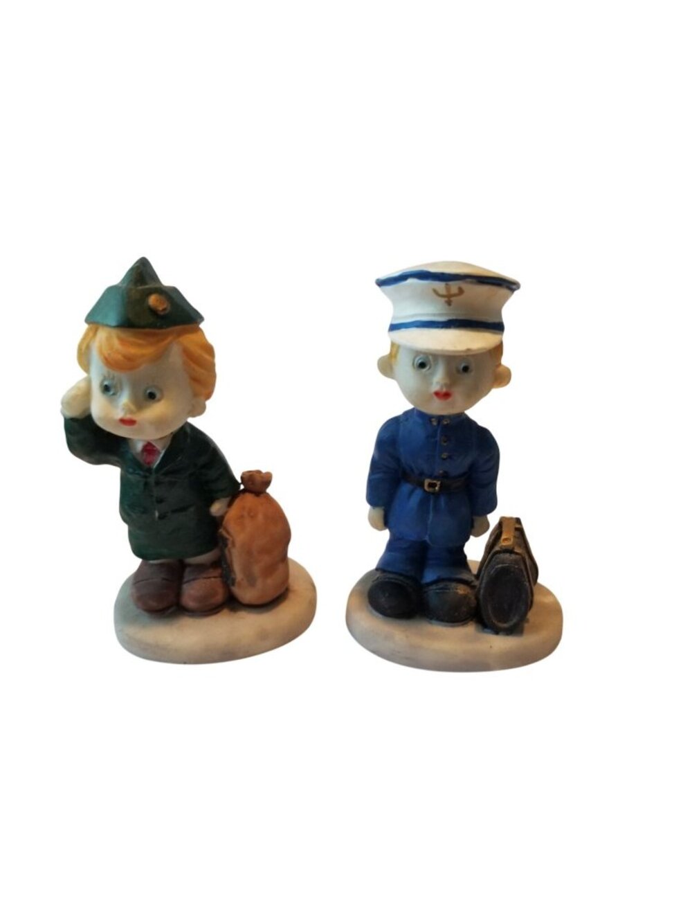 Statue set of 2  One Green one Green  3 1/2" tall 2" base